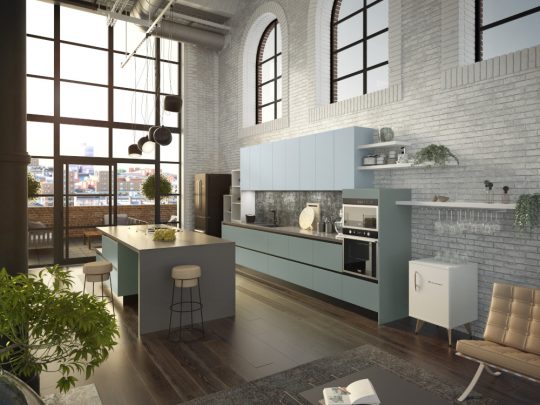 comera-cuisine-bleu-pastel-style-industriel